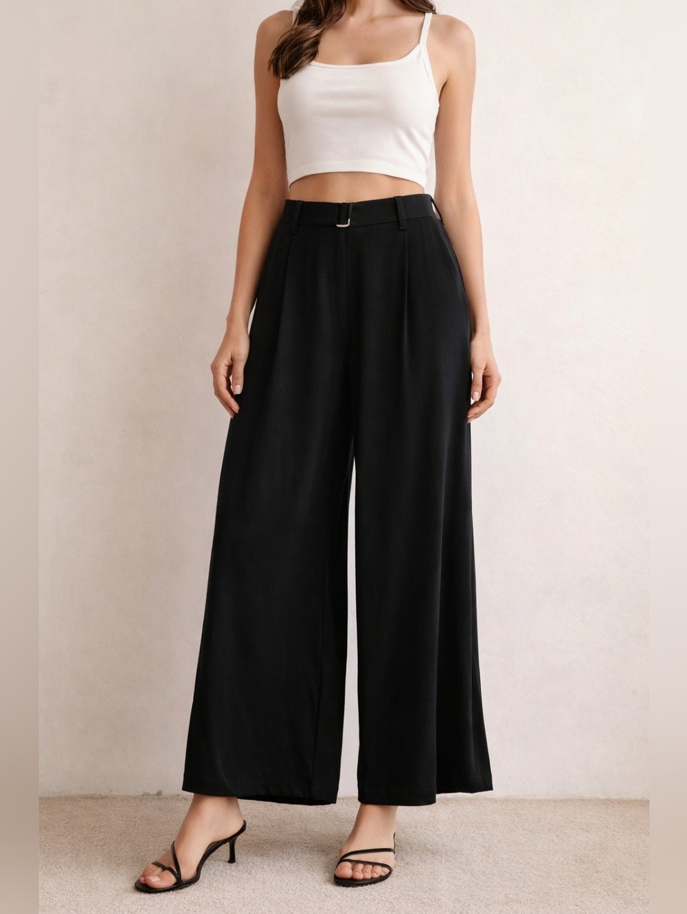 NWT Adodos Black Wide Leg Pants – Size L – High Waist, Flowy, 30” Inseam